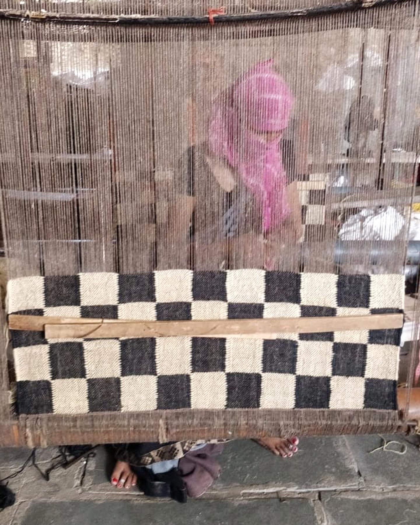 The Checkerboard Rug - Off Black
