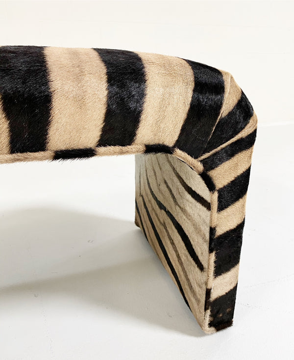 Vintage Waterfall Bench Restored in Zebra Hide