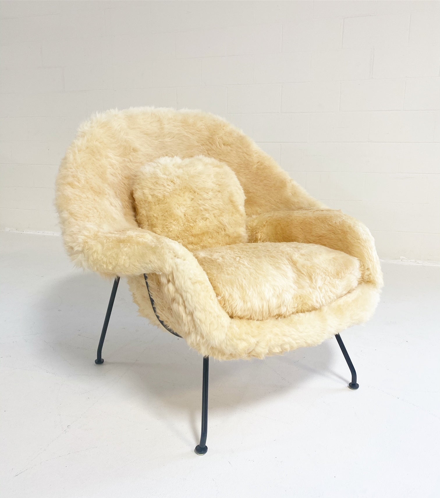 Bespoke Womb Chair and Ottoman in Texas Sheepskin