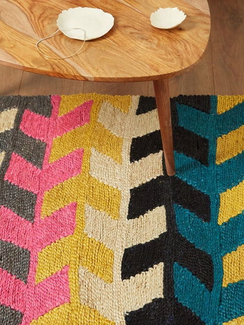 Arrow Stripe Jute Mat - Mustard