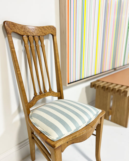 Antique 19th Century Biedermeier Side Chairs in Attersee Cotton Linen, Pair