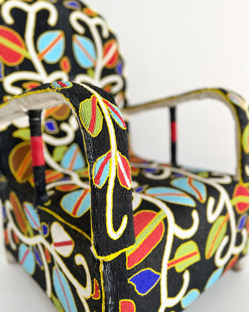 Vintage African Beaded Yoruba Chair - Multicolor