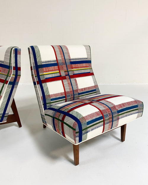 Walnut Slipper Chairs in Hermès Wool, ONE available