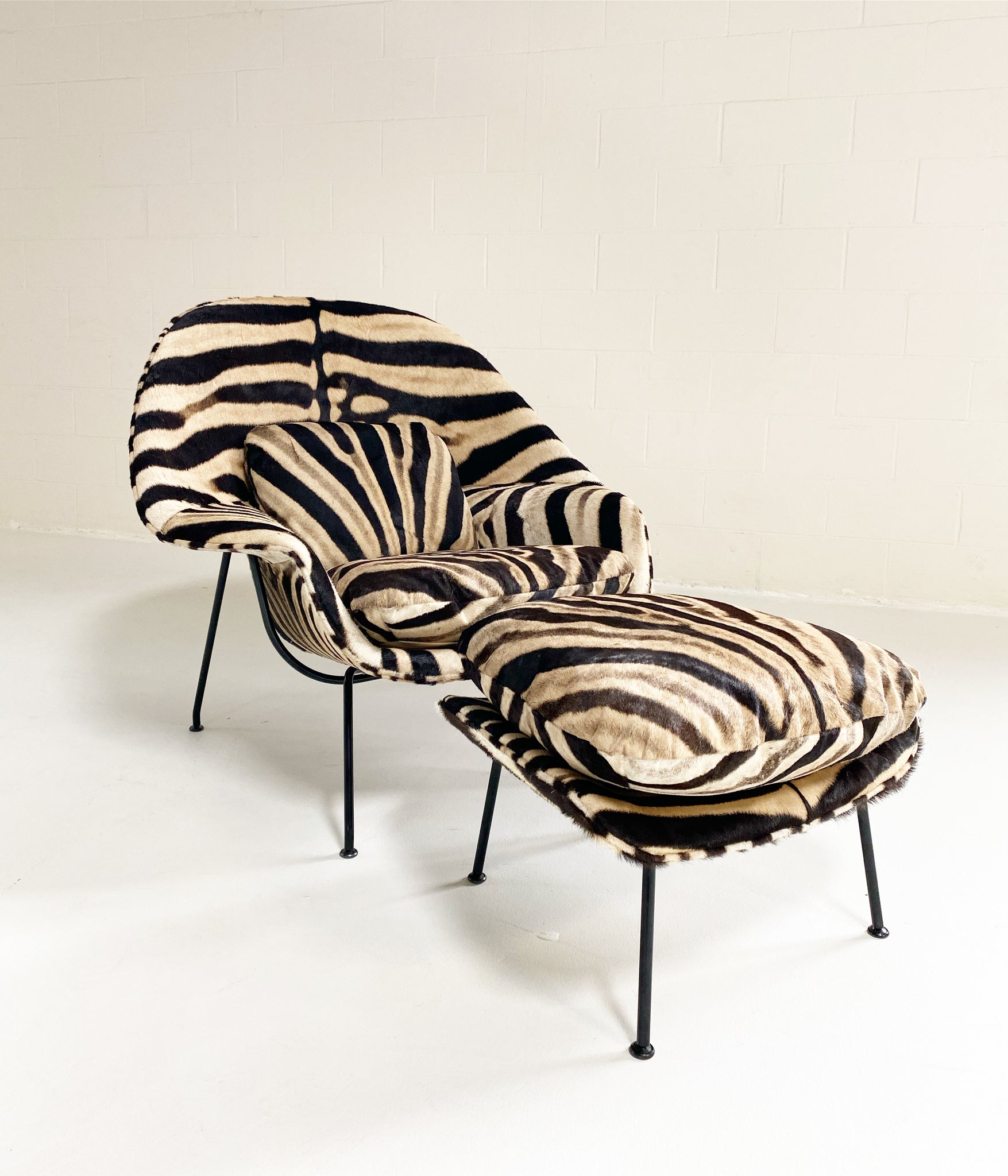 Bespoke Womb Chair and Ottoman in Zebra Hide