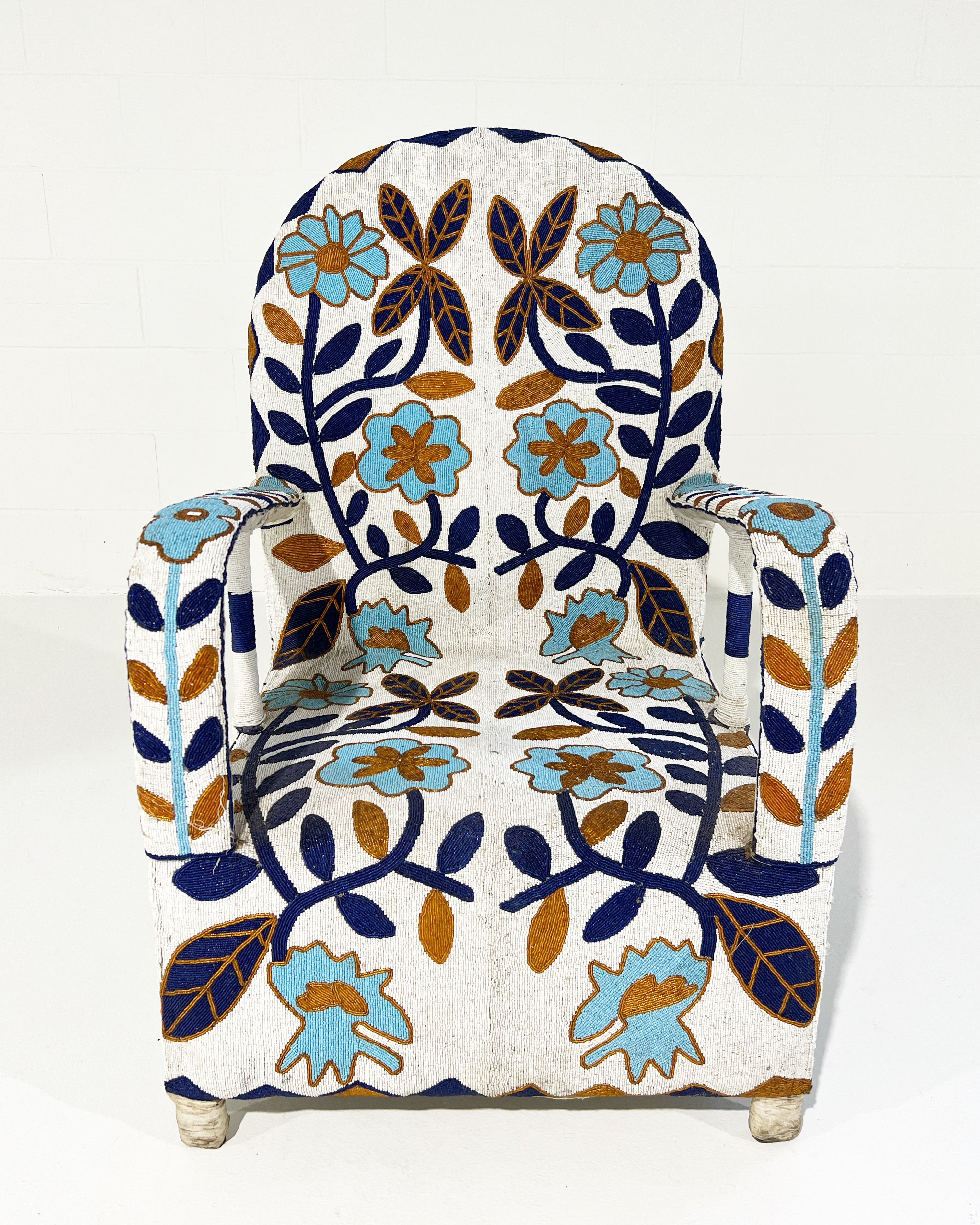 Vintage African Beaded Yoruba Chair - Multicolor