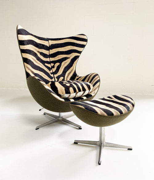 Bespoke Egg Chair and Ottoman in Zebra