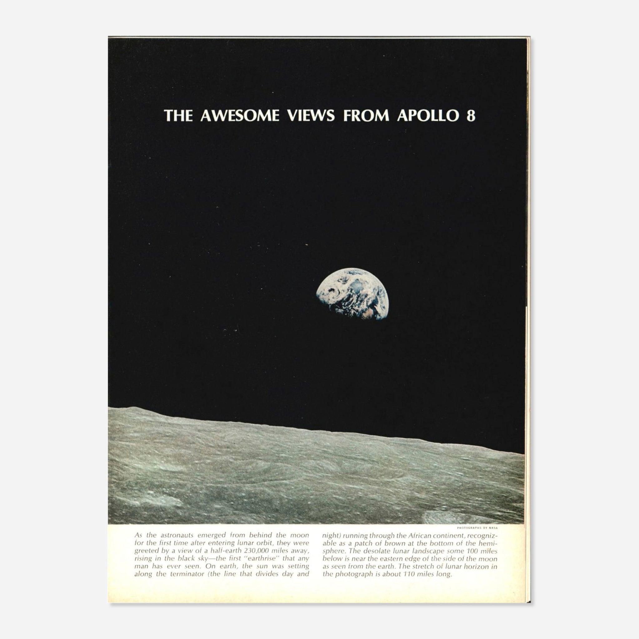 First Earthrise. 21-27 December 1968.
