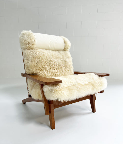 Model GE 375 Paddle Chair and Ottoman in California Sheepskin