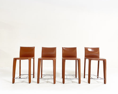 Leather Counter Stools, Set of 4