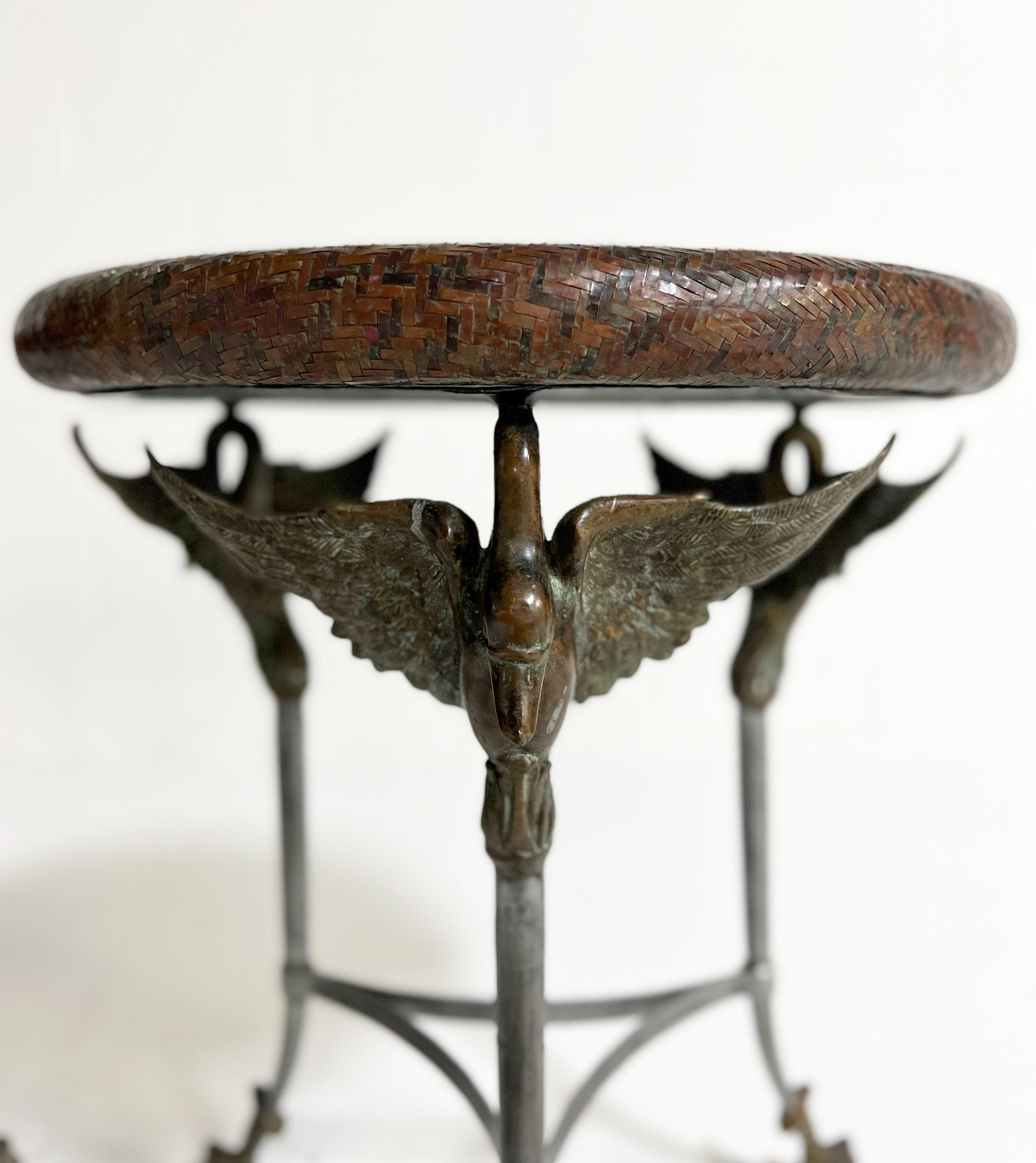 Vintage Empire Style Steel and Bronze Swan Gueridons, ONE available