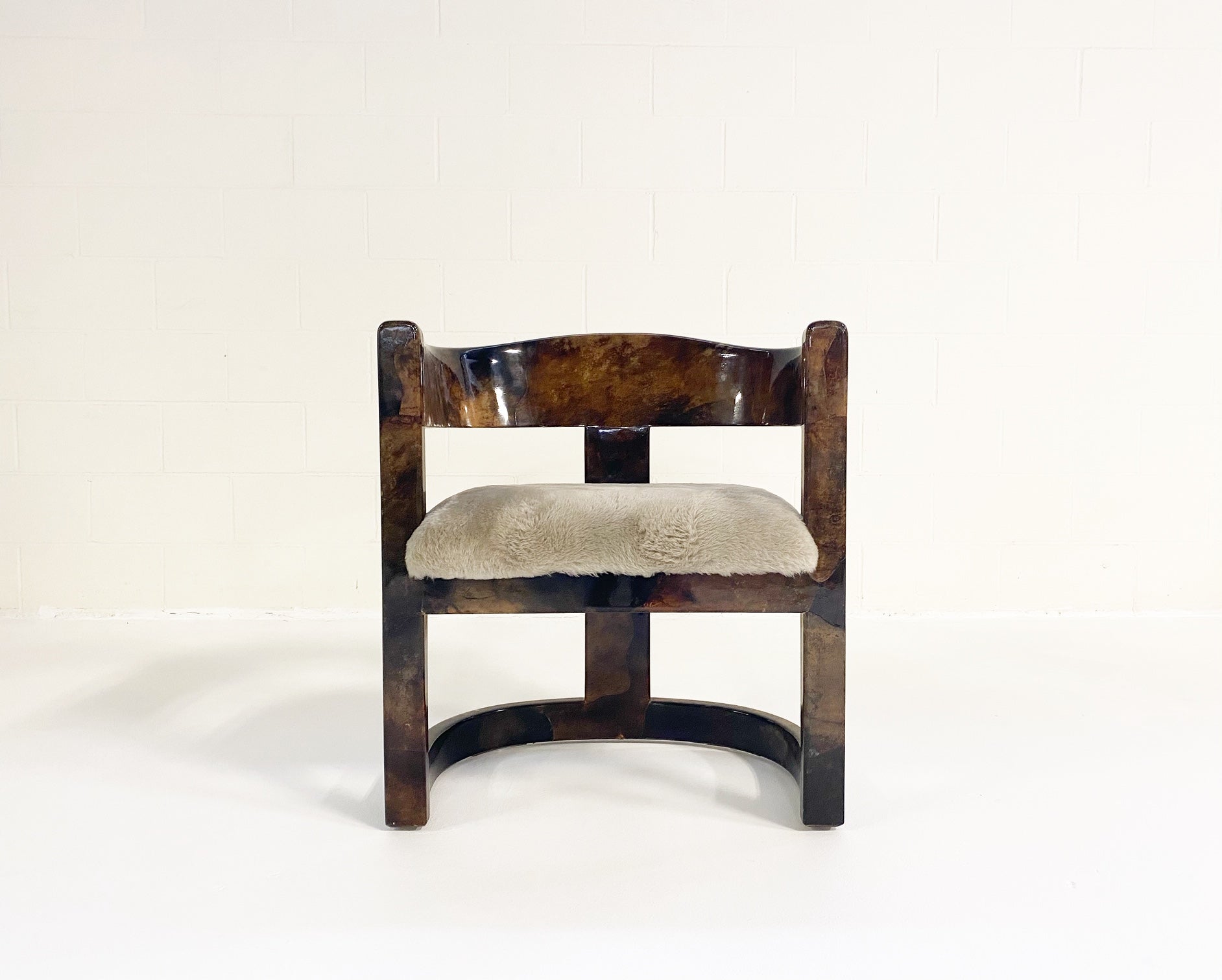 Lacquered Goatskin Armchair in Shearling - FORSYTH
