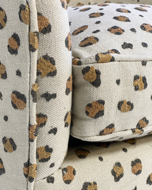 Swivel Lounge Chair in Chelsea Textiles 'Snuggle' Leopard Fabric