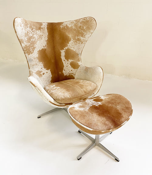 Egg Chair and Ottoman in Brazilian Cowhide - FORSYTH