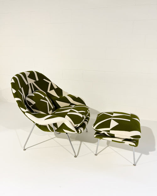 Bespoke Womb Chair and Ottoman in Pierre Frey 'Wokabi' Fabric