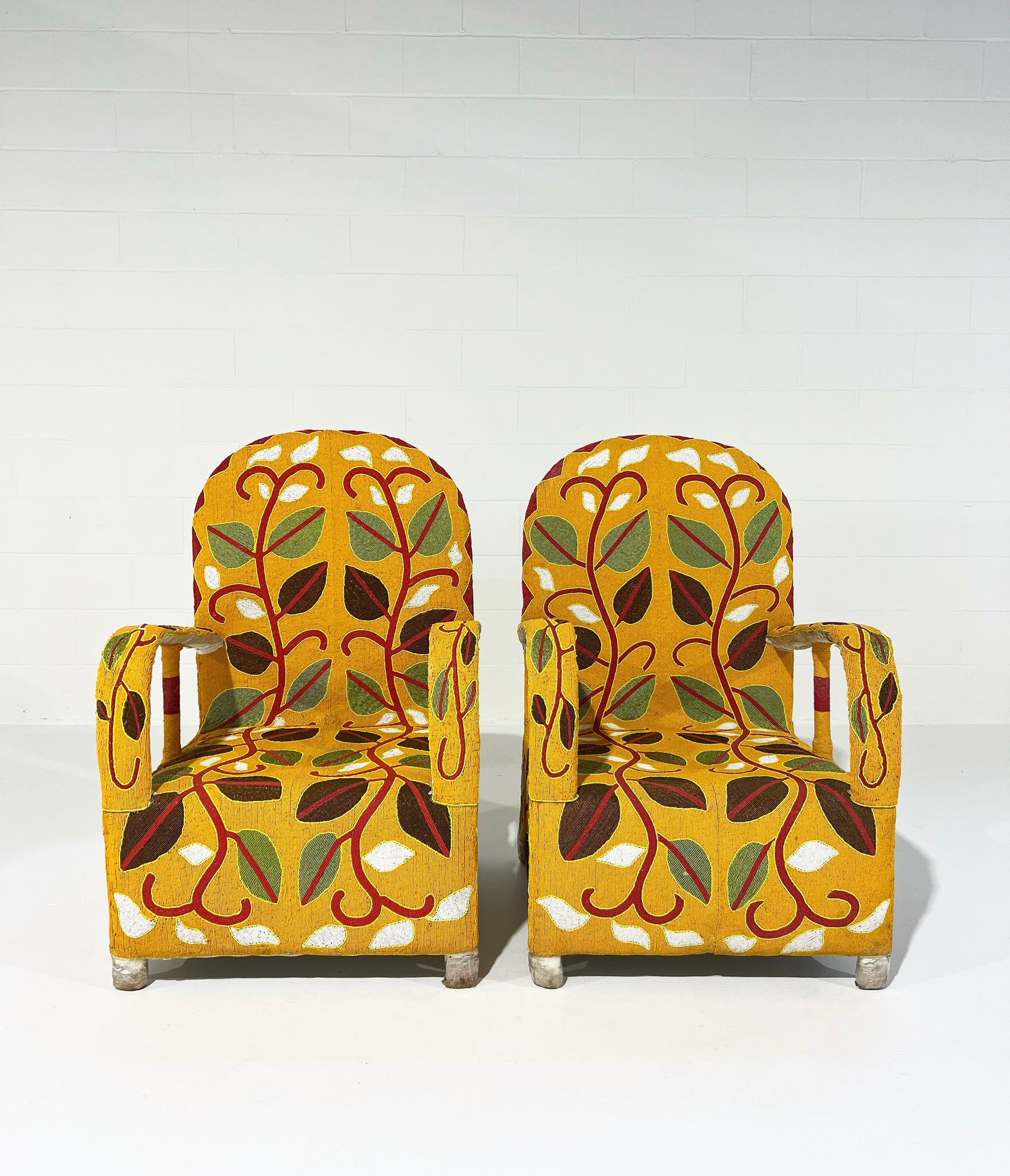 Vintage African Beaded Yoruba Chair - Multicolor
