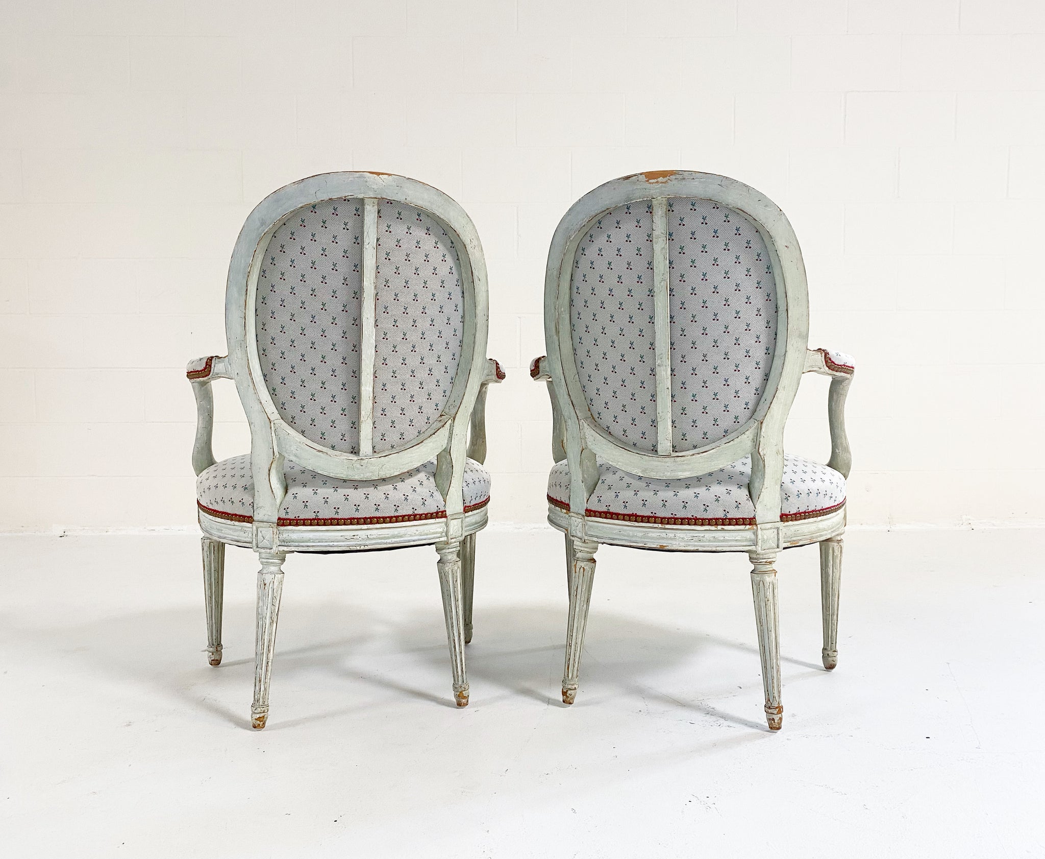 Louis XV Style Chairs in Dedar "Cherry Oh" Fabric