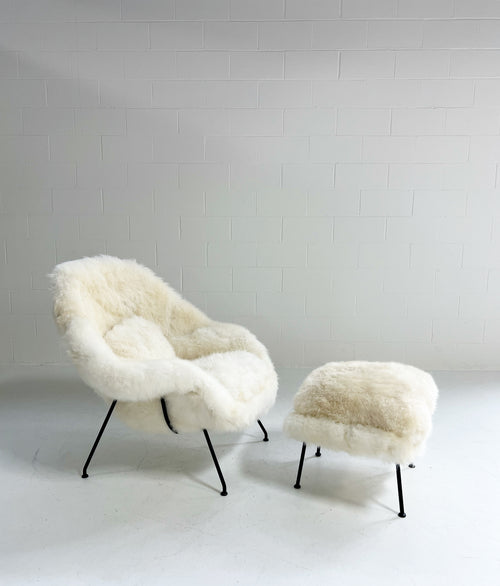 Bespoke Womb Chair and Ottoman in Natural Cashmere