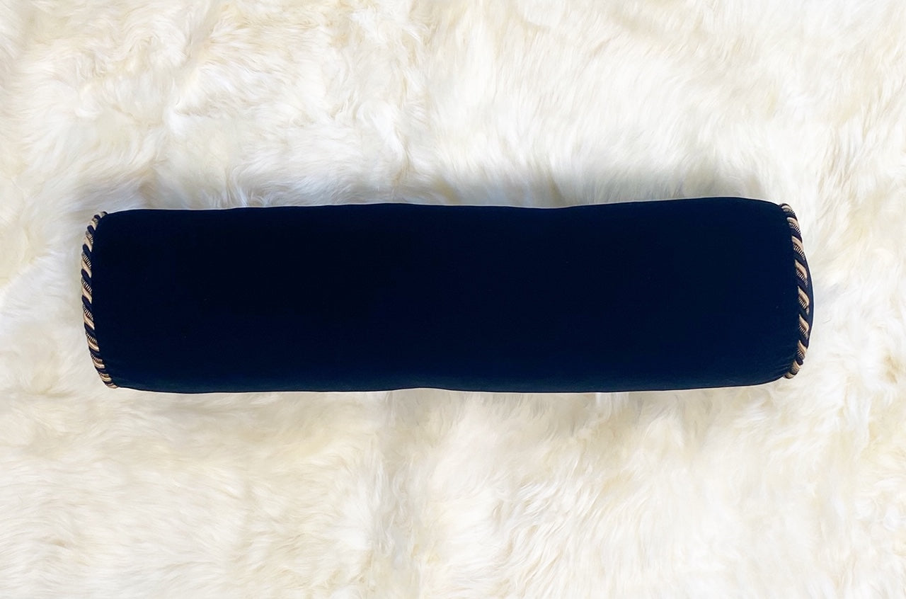 Black Velvet Bolster Pillow, 20"