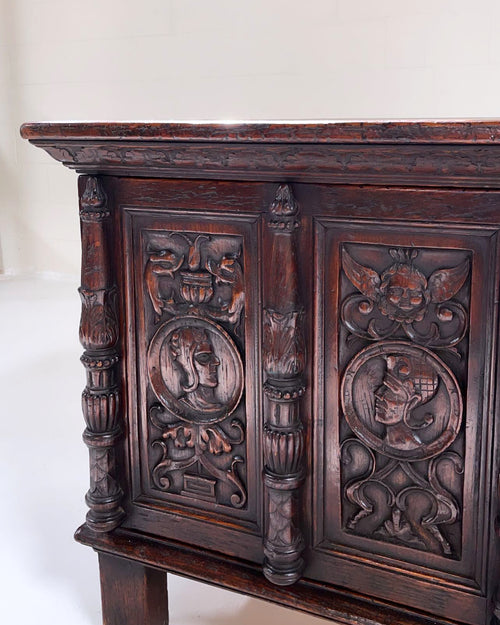 Antique Carved Oak Coffer