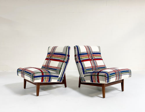 Walnut Slipper Chairs in Hermès Wool, ONE available