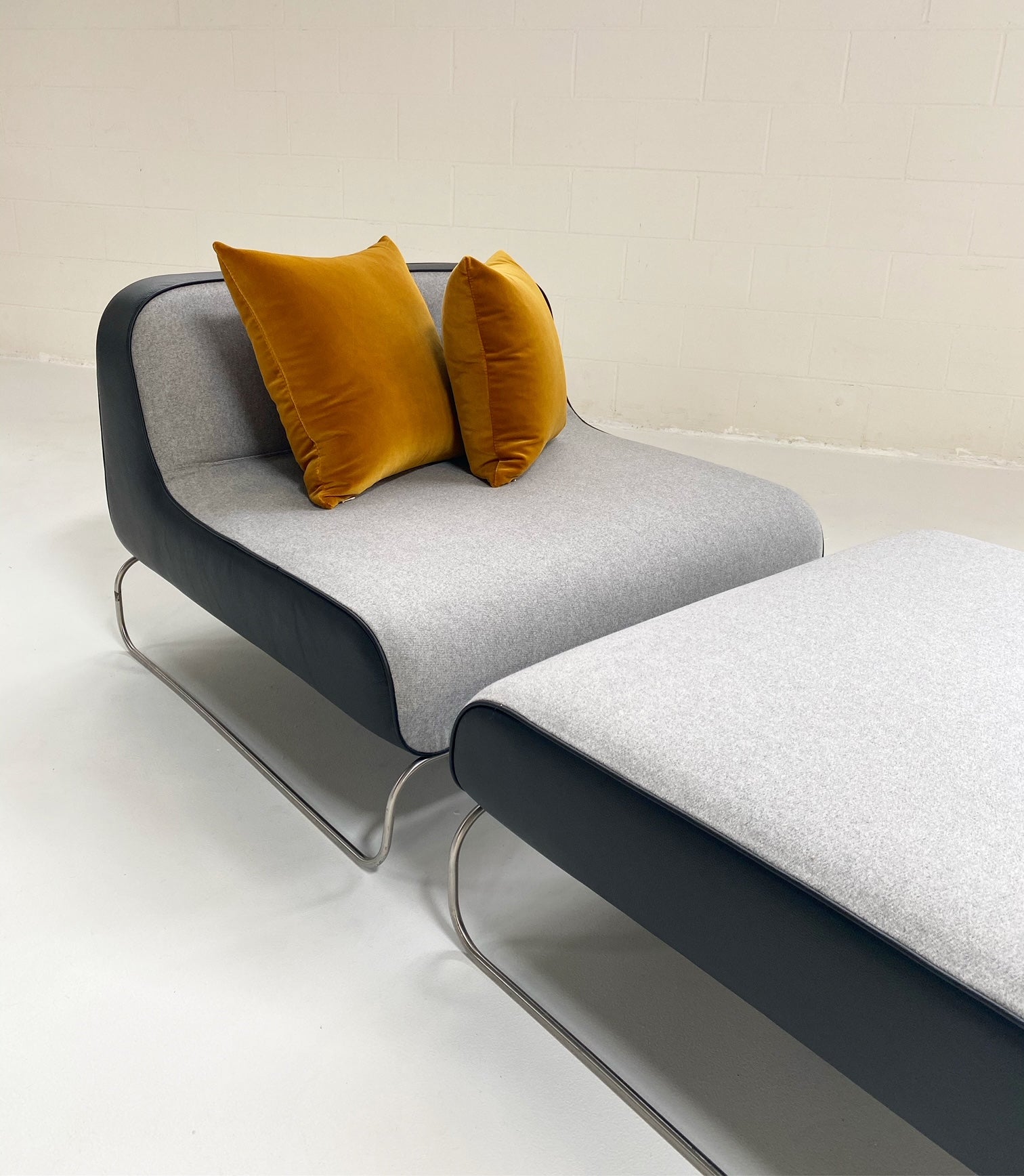 Lounge Chair & Ottoman in Loro Piana Cashmere and Leather