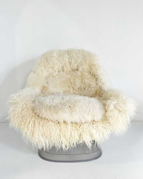 ON HOLD Easy Chair and Ottoman in Gotland Sheepskin and Leather