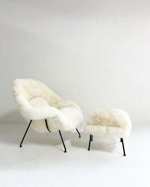 Bespoke Womb Chair and Ottoman in Natural Cashmere