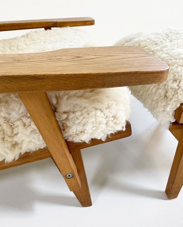 Model GE 375 Paddle Chair and Ottoman in California Sheepskin
