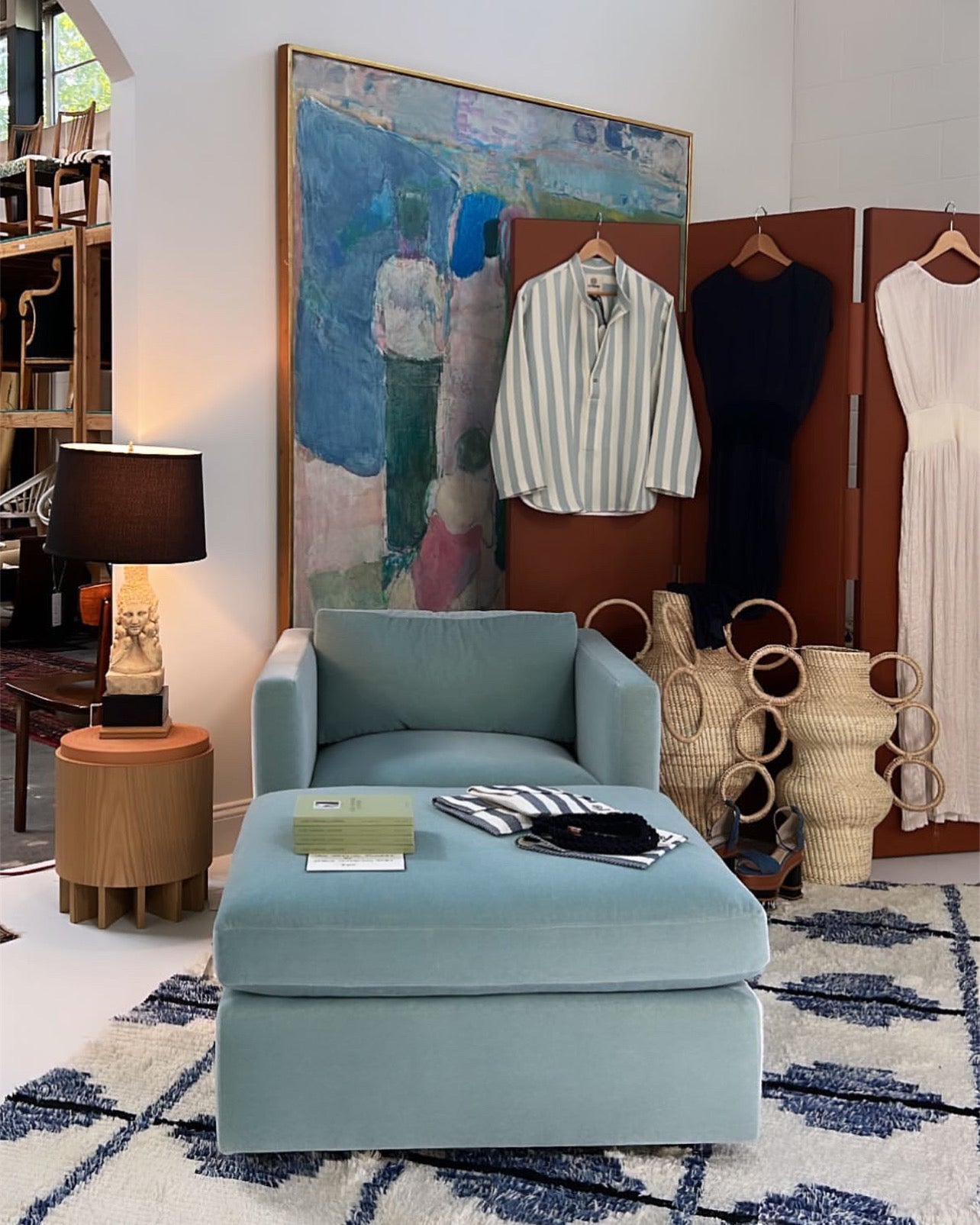 Club Chair & Ottoman in Pierre Frey Mohair Velvet
