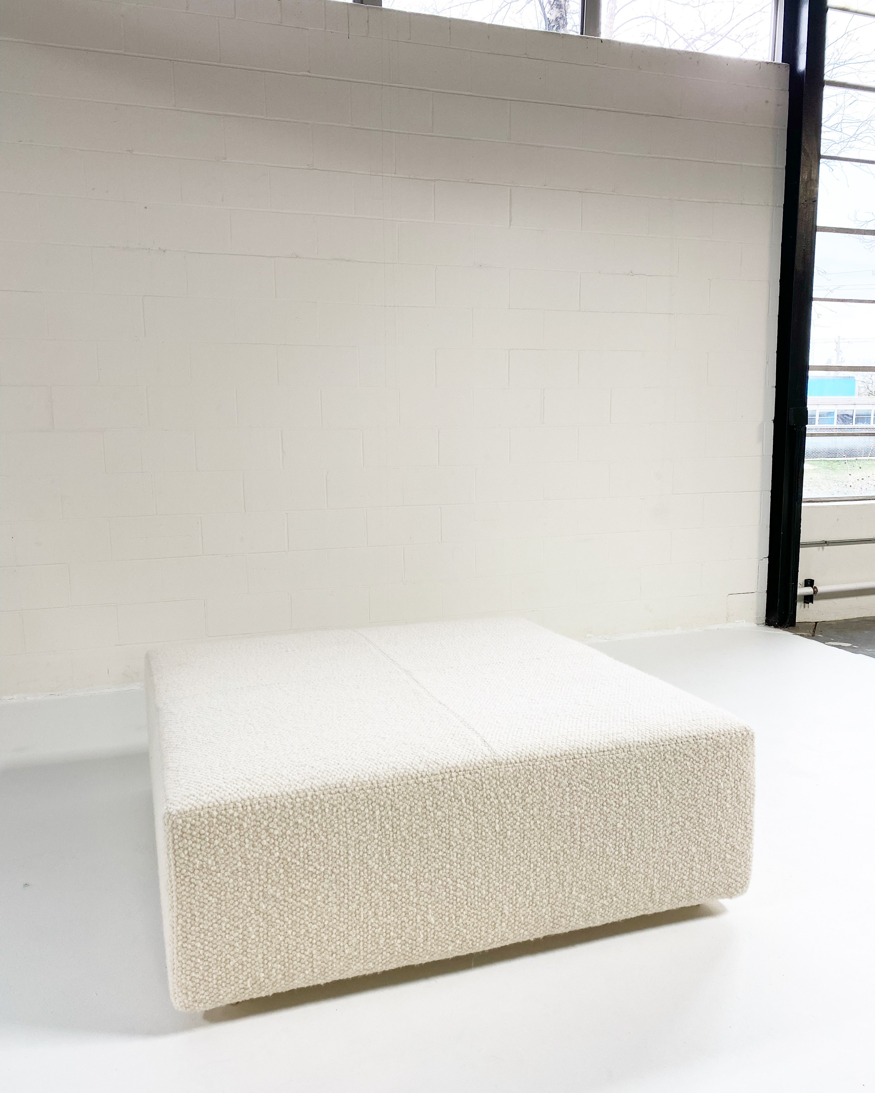 The Forsyth Ottoman in Dedar Boucle, 54 x 54 in