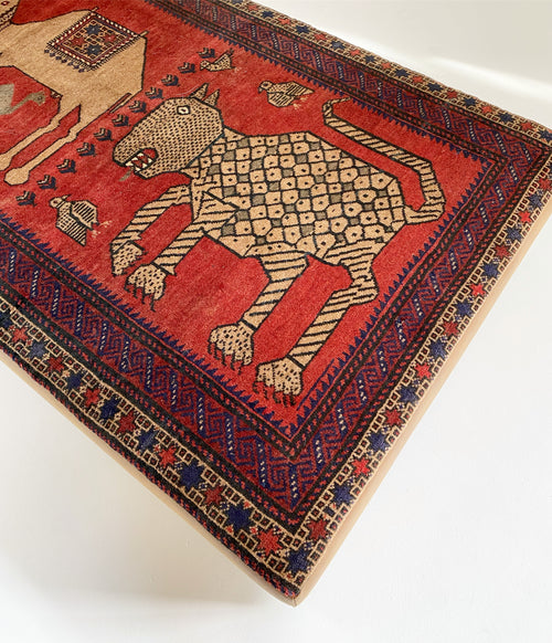 One-of-a-Kind Ottoman with Vintage Belouch Rug from Afghanistan