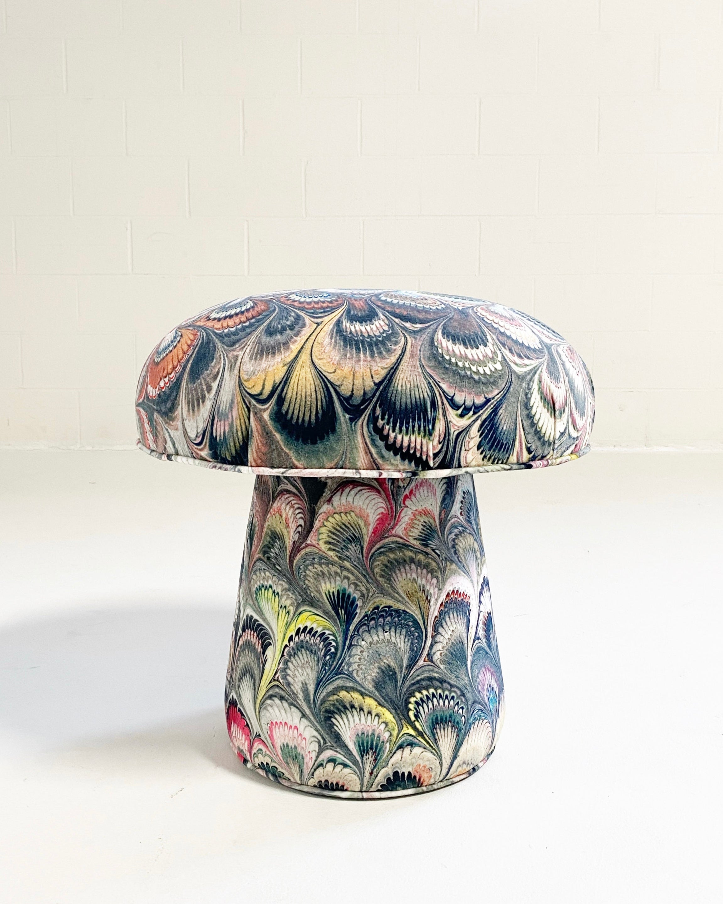 The Forsyth Mushroom Pouf in Beata Heuman Marbleized Velvet