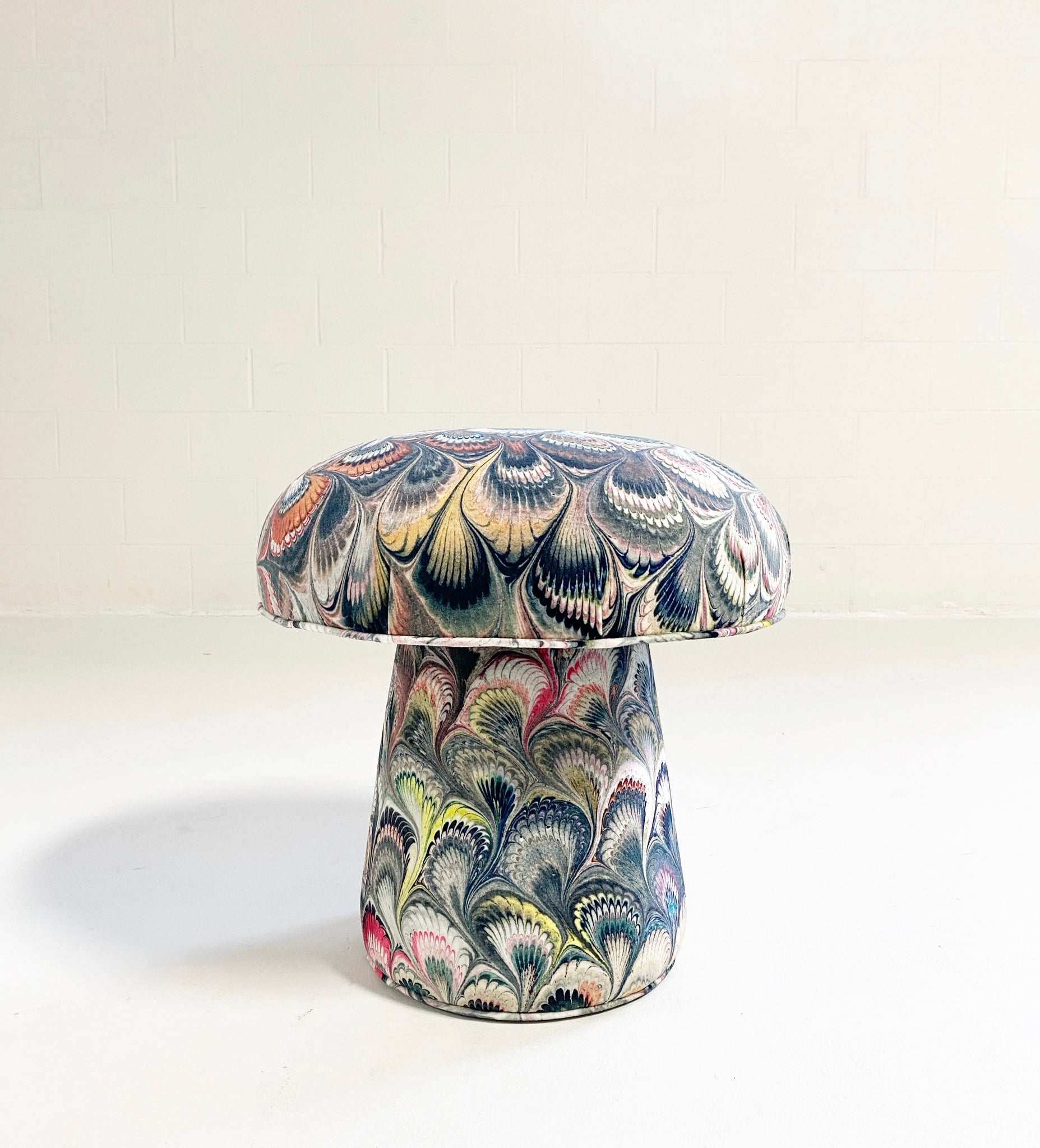 The Forsyth Mushroom Pouf in Beata Heuman Marbleized Velvet