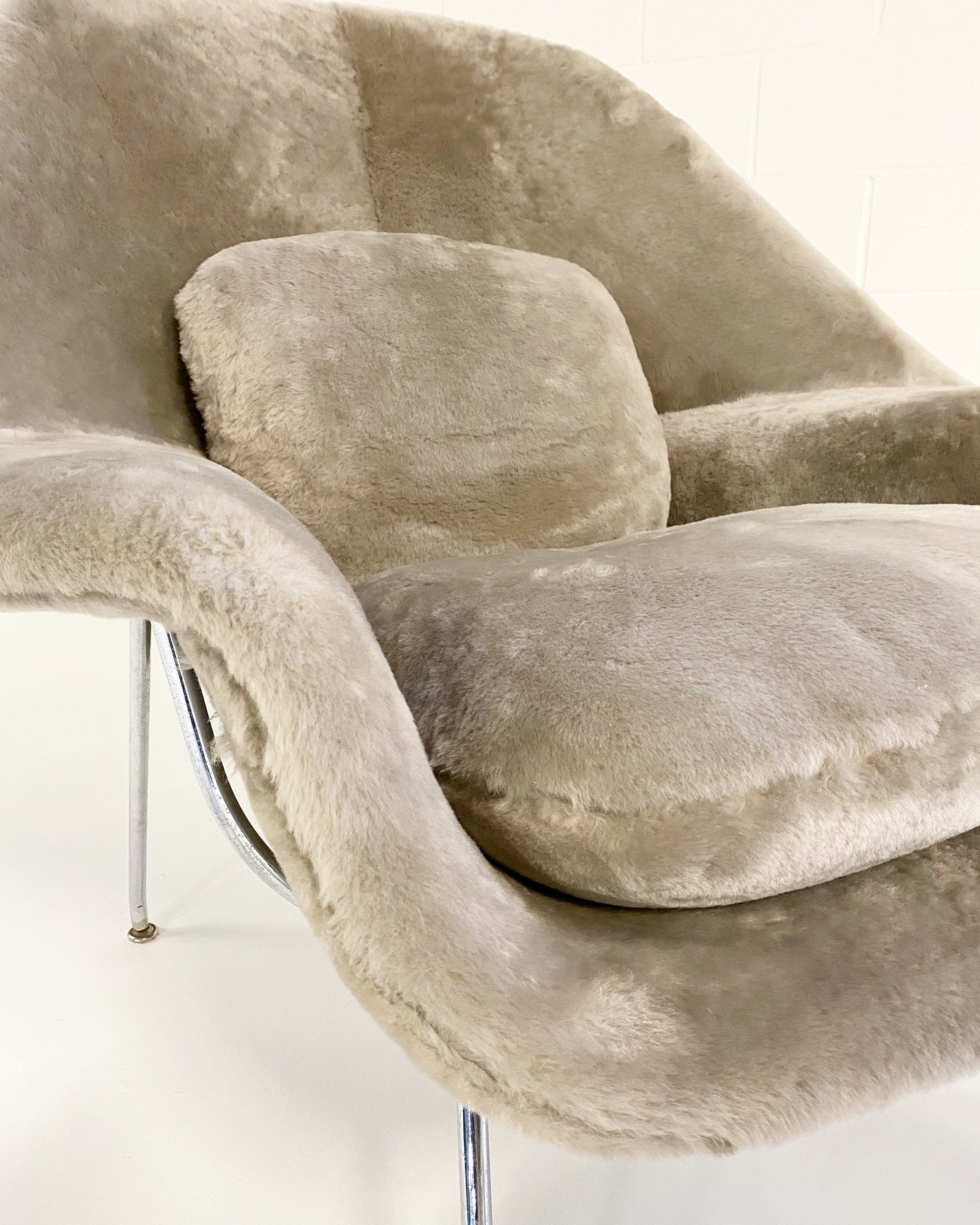 Bespoke Womb Chair and Ottoman in Shearling