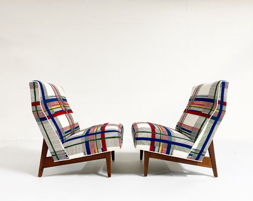 Walnut Slipper Chairs in Hermès Wool, ONE available