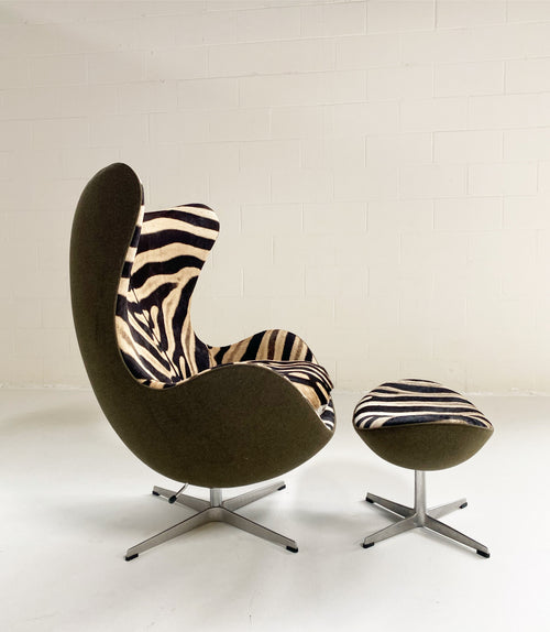 Bespoke Egg Chair and Ottoman in Zebra