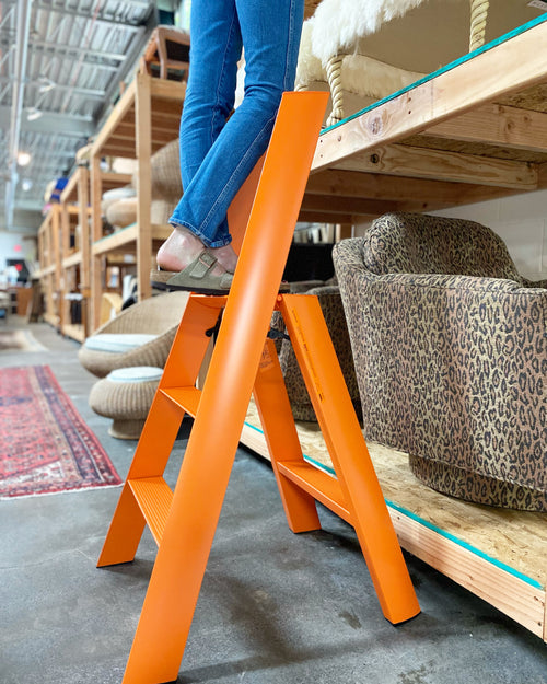 Lucano Wide 3-Step Ladder - Orange