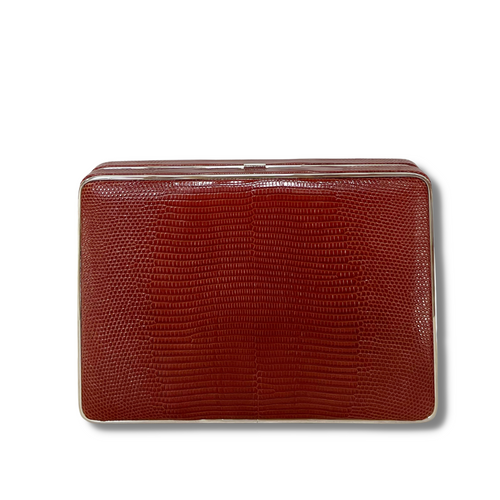 The Square Compact Case in Lizard - Cognac