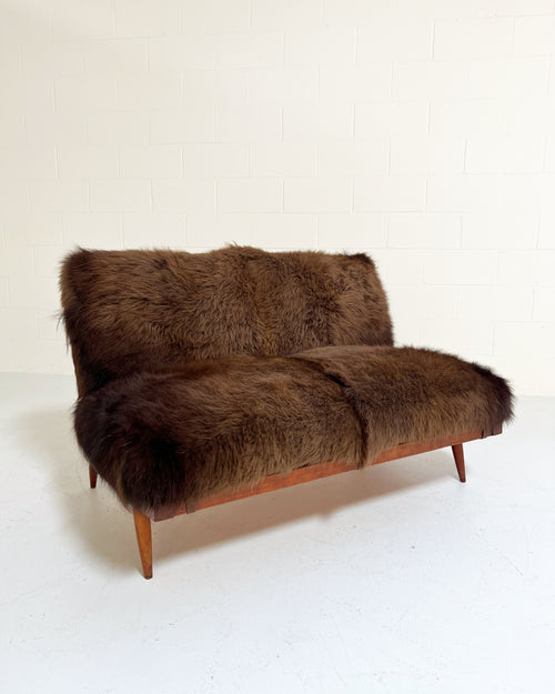 Settee with American Bison Hide Cushions