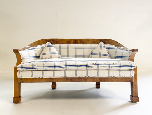 Biedermeier Loveseat in Schumacher Indigo Plaid - FORSYTH