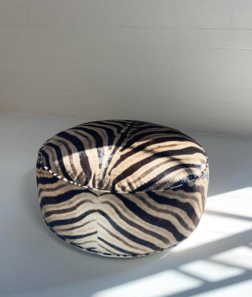 The Forsyth Cloud Ottoman in Zebra Hide