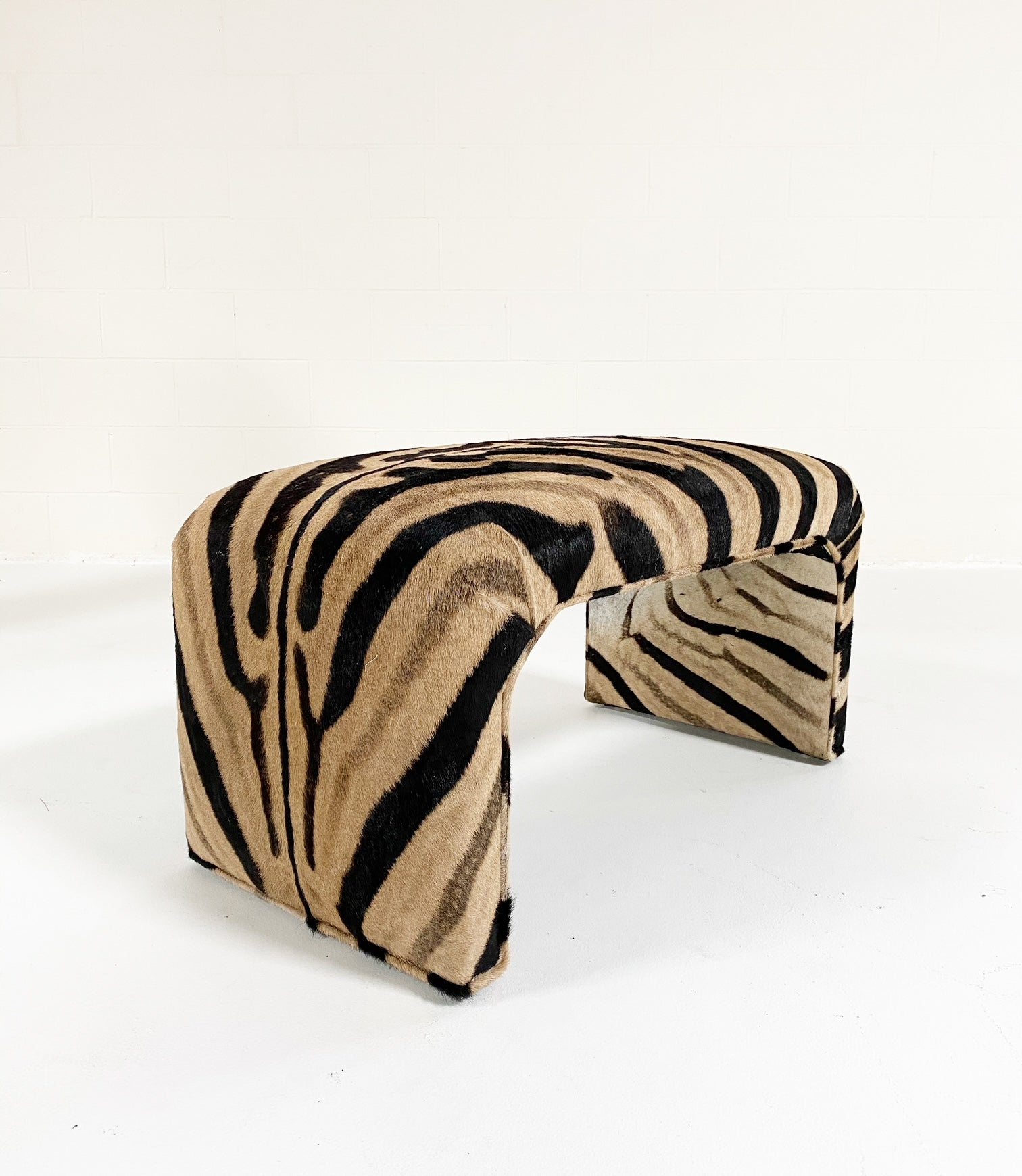 Vintage Waterfall Bench Restored in Zebra Hide