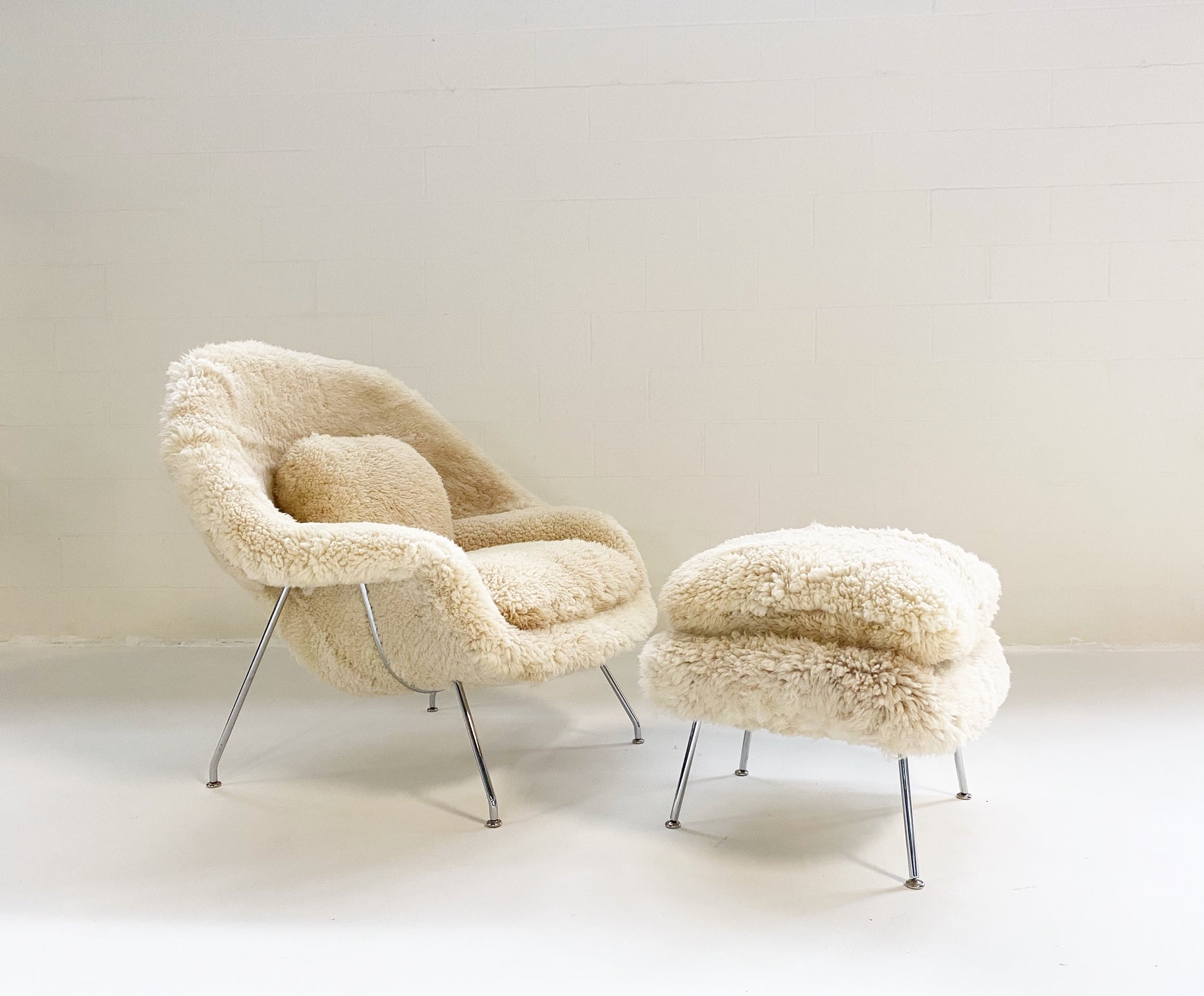 Bespoke Womb Chair and Ottoman in California Sheepskin - FORSYTH