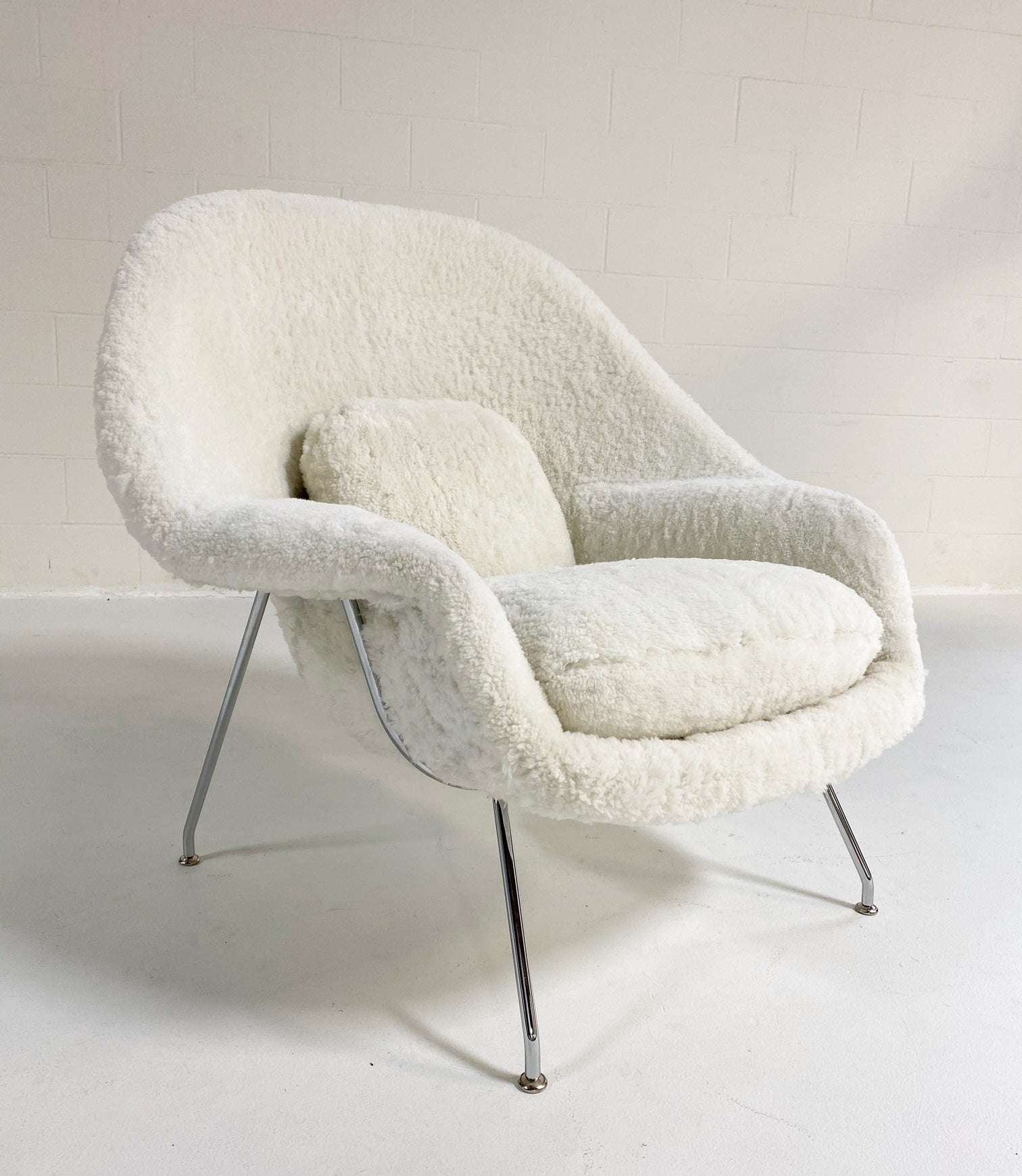 Bespoke Womb Chair and Ottoman in Australian Shearling