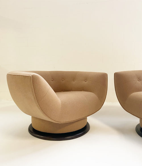 Swivel Lounge Chairs in Loro Piana Cashmere, pair - FORSYTH