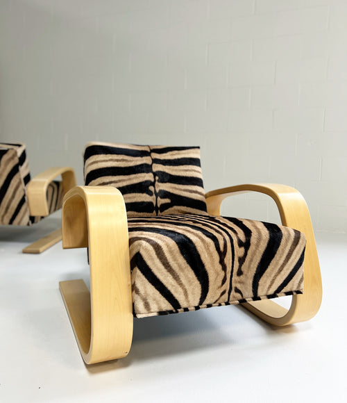 Model 400 "Tank" Lounge Chairs in Zebra, Pair