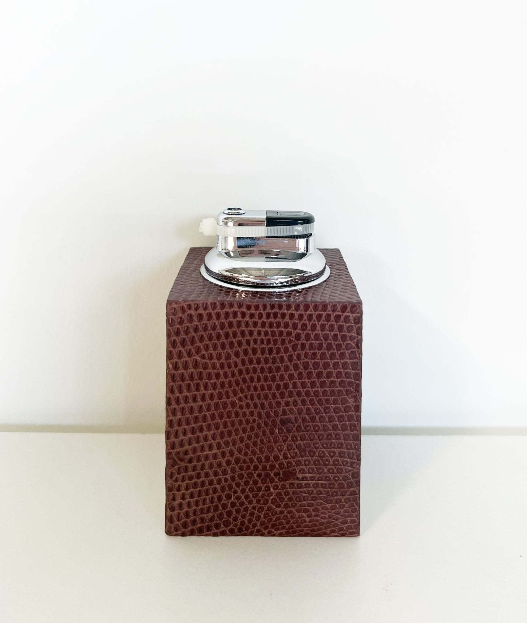 The Square Table Lighter in Lizard - Cognac