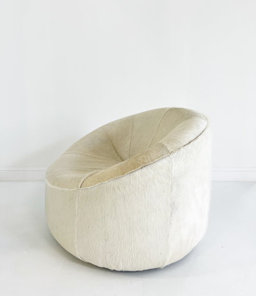 Pumpkin Armchair and Ottoman in Brazilian Cowhide