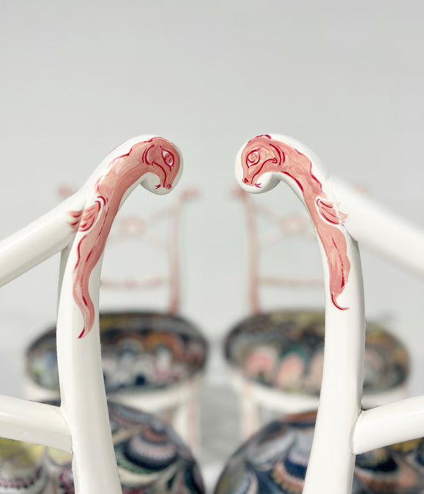 Hand-Painted 'Sea Monsters' Chairs, Set of 4