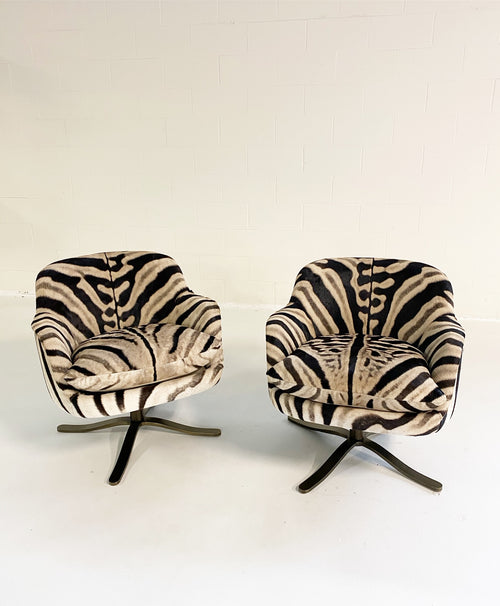 Swivel Chairs in Zebra Hide